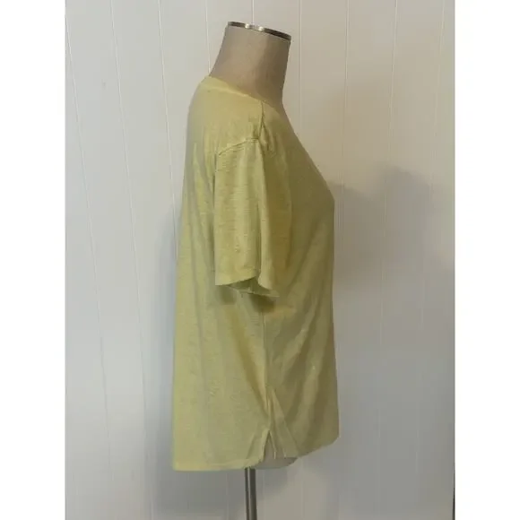 Athleta Shirt Womens XL Yellow Lightweight V Neck Short Sleeve Relaxed Tee Top - Picture 3 of 7